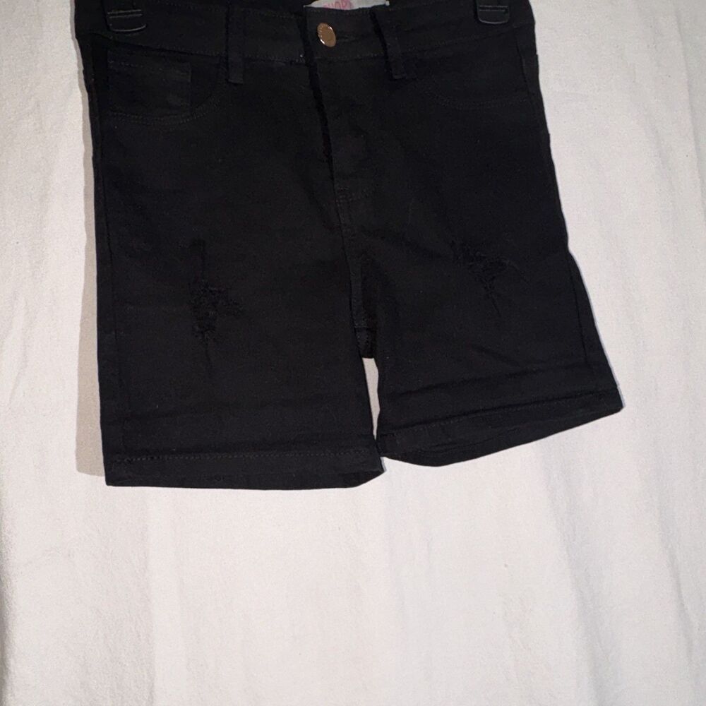 DENIM DIVA Women's Black Bermuda Denim Shorts Mid Rise 5-Pocket Size 2